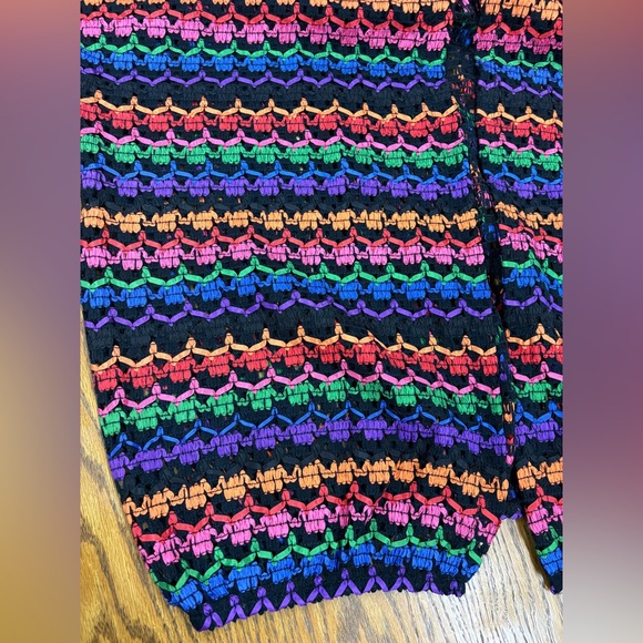 VTG Oscar Re La Renta Ribbon Crochet Open Cardigan Women’s M 90s Oversized Boho - Picture 5 of 9